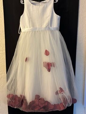 David's Bridal White Satin & Tulle Dress
